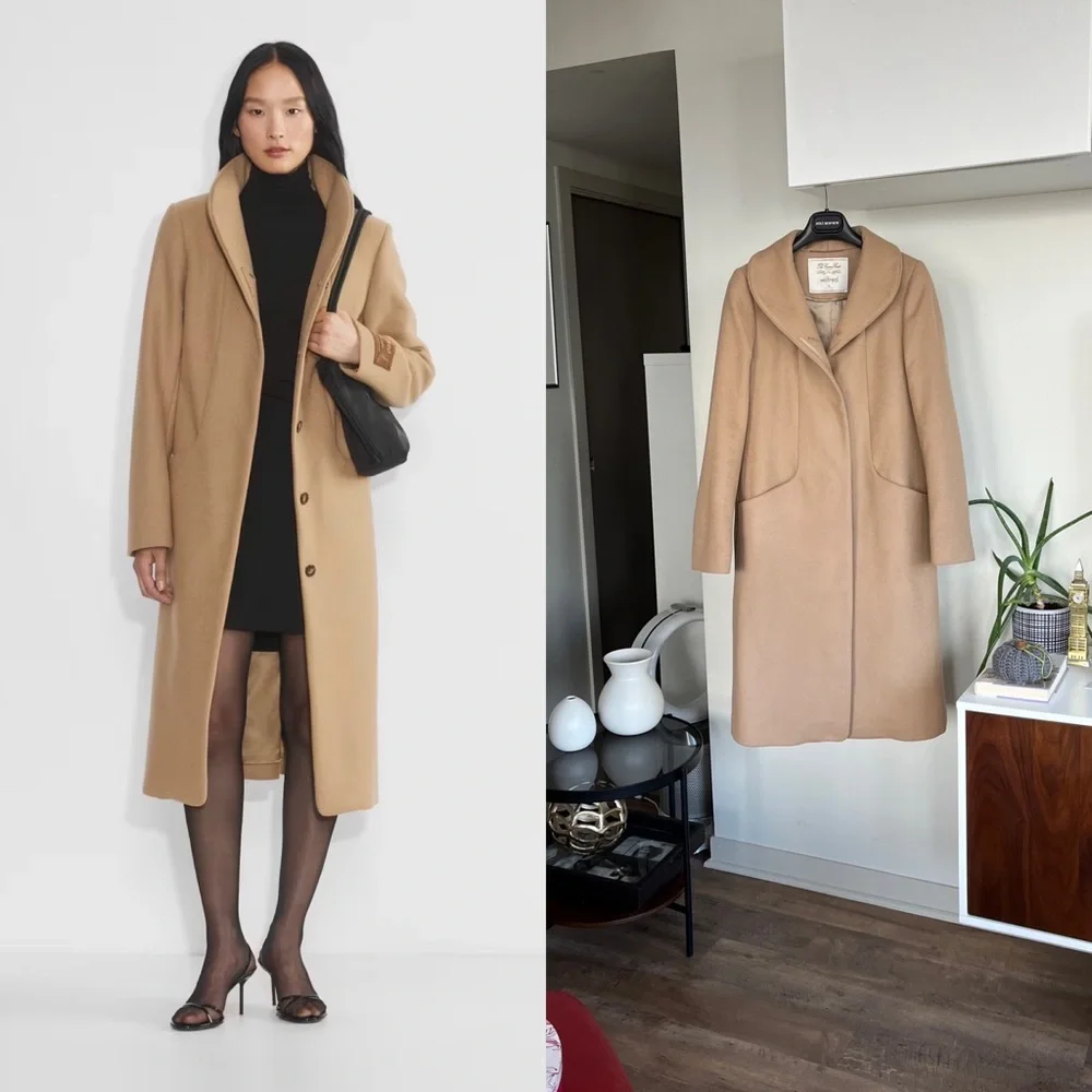 Aritzia Wilfred The Cocoon Long Camel New Elegant Wool Cashmere Coat Size XS - Picture 8 of 17